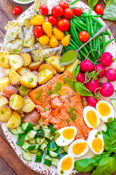 Salmon Niçoise Salad with Basil Vinaigrette