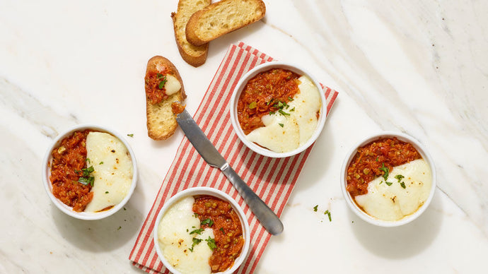 Herbed Tomatoes & Baked Goat Cheese with Crostini